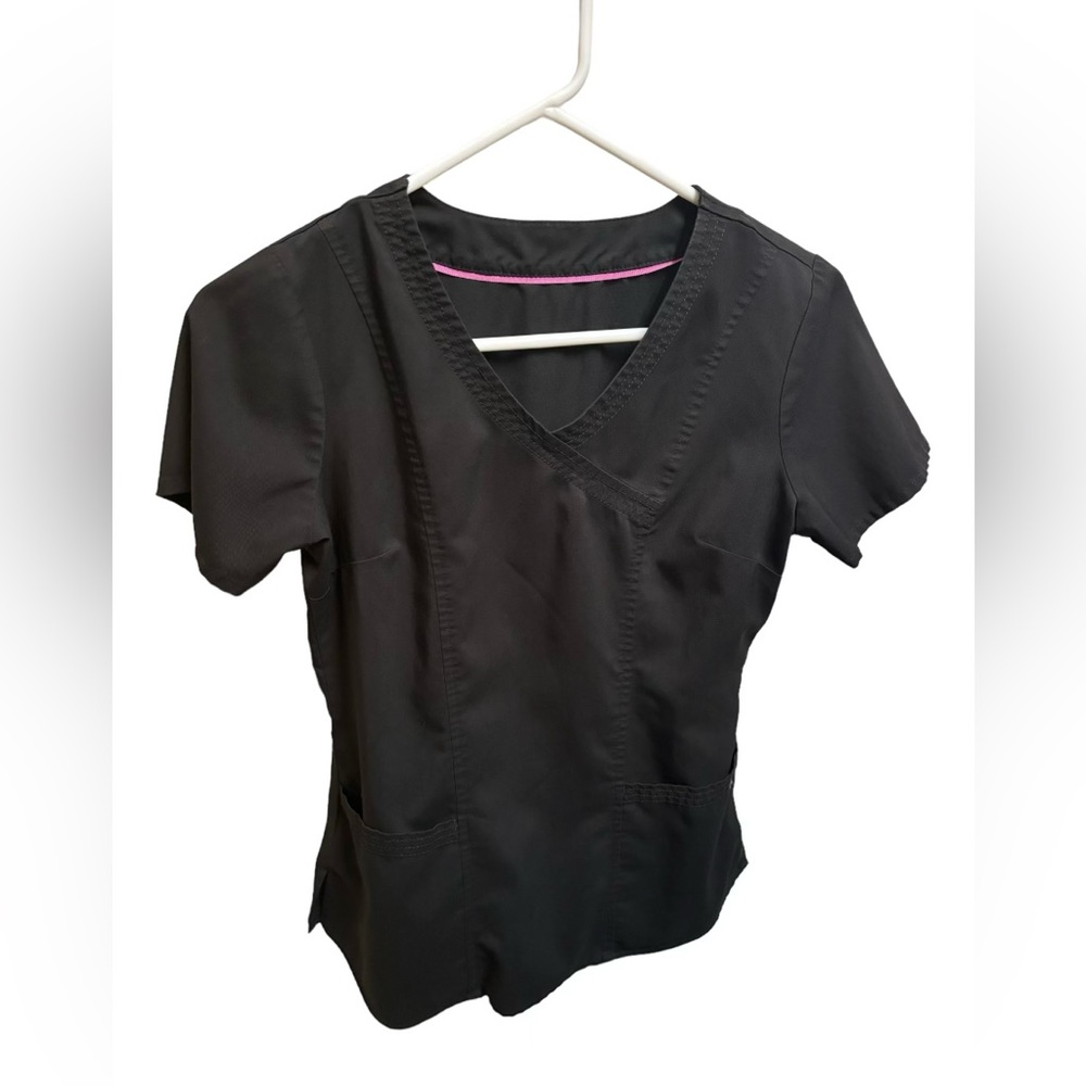 Healing hands purple label XS black scrub top